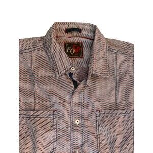 EQ Mens Button Down Shirt Long Sleeve Patterned Casual Western Style Large